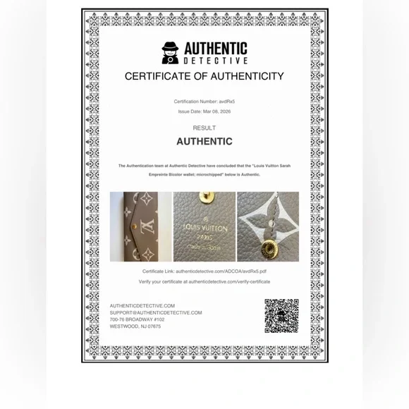 Louis Vuitton Monogram Empreinte Leather Sarah Wallet iw/ COA, Dust Bag & Box - Picture 15 of 16